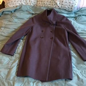 J.Crew Dusty Purple/Grey Double-Breasted Funnel-Neck Wool Coat